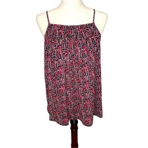 Loft Black and Pink Floral Spaghetti Strap Cami Tank Top Size Medium